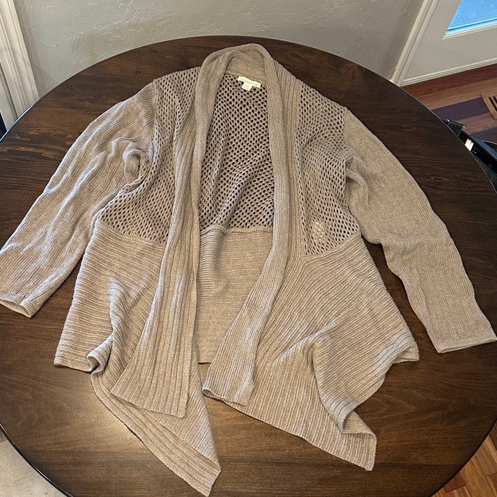 Coldwater Creek Taupe Open Front Cardigan